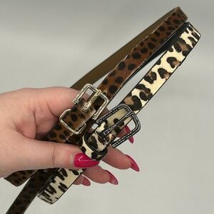 Banana Republic Leopard Calf Hair Belts Skinny Genuine Leather Women‎ XS BUNDLE